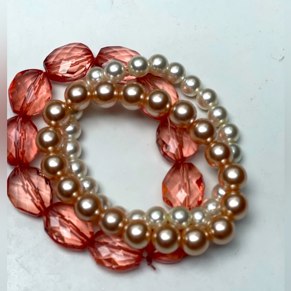Pearl and Pink Bracelets, Set of 3